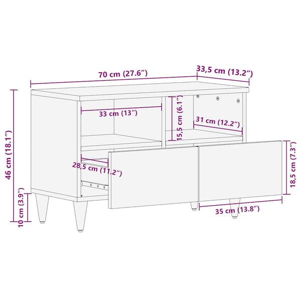 TV-Schrank Mango Massivholz 70cm