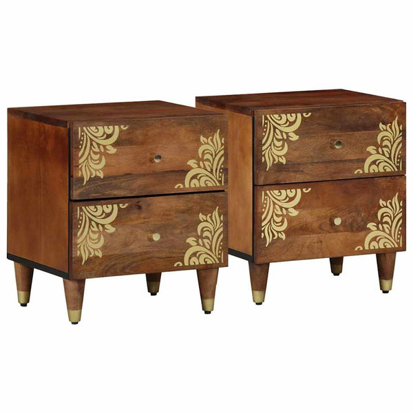 Nachttisch 2er Set Honigbraun Mango Massivholz