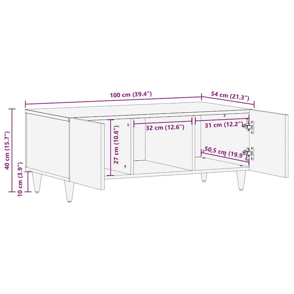 Couchtisch Mango Massivholz Honigbraun 100x54 cm