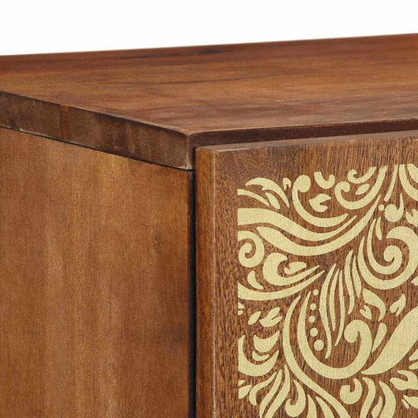 Highboard mit Regal Mango Massivholz Braun
