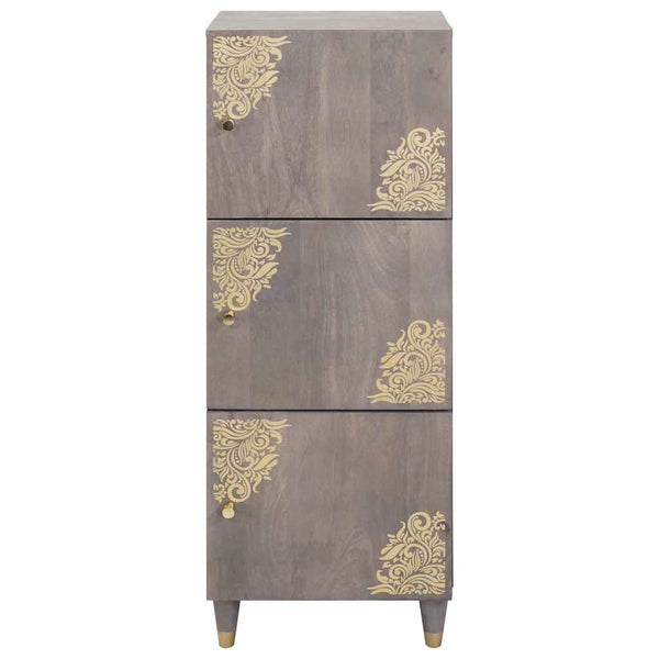 Graues und goldenes Highboard Mango Massivholz