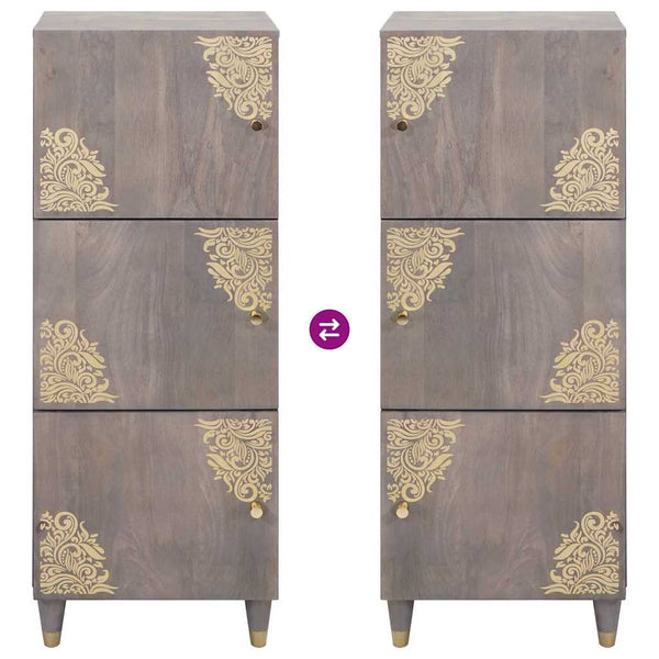 Graues und goldenes Highboard Mango Massivholz