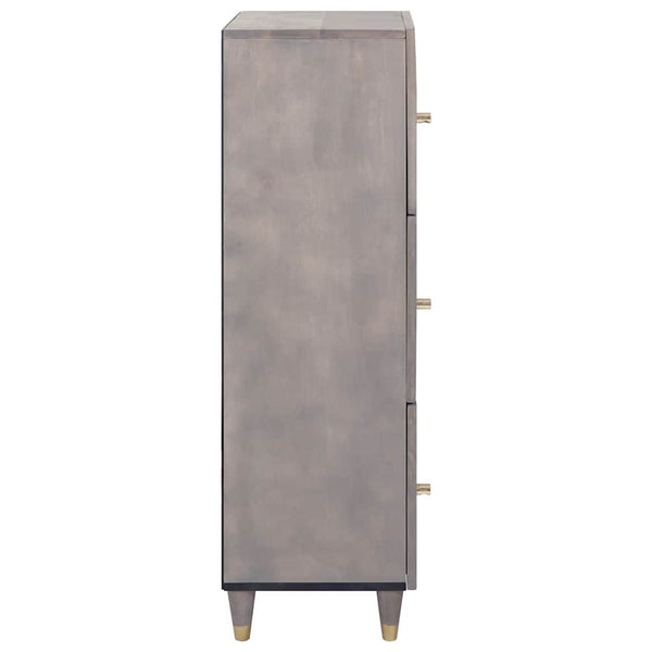 Graues und goldenes Highboard Mango Massivholz