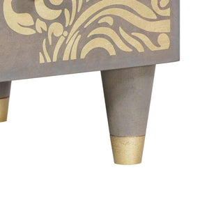 Highboard Grau/Gold Mango Massivholz 60x100 cm