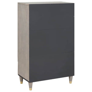 Highboard Grau/Gold Mango Massivholz 60x100 cm