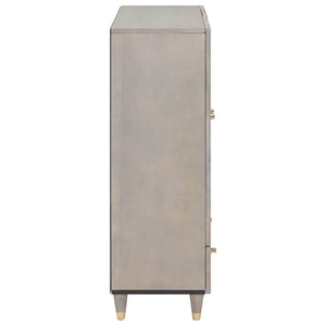 Highboard Grau/Gold Mango Massivholz 60x100 cm