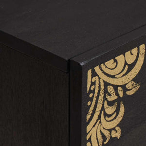 Nachttisch 2er Set, Mango Massivholz, Schwarz
