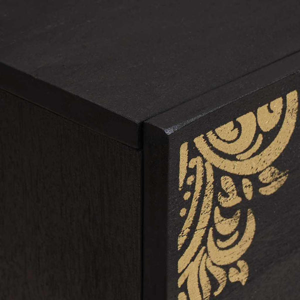Nachttisch 2er Set, Mango Massivholz, Schwarz