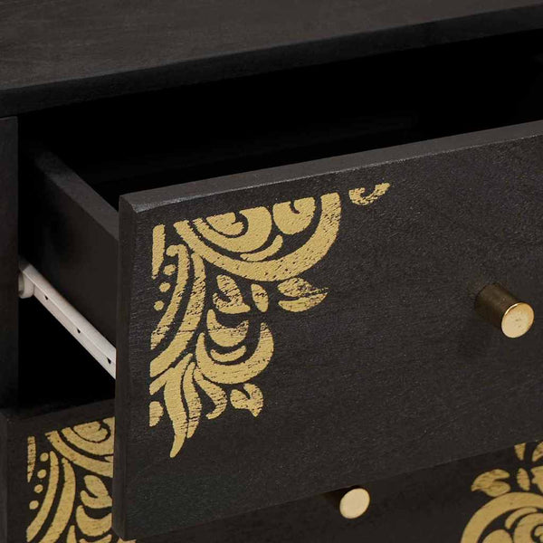 Nachttisch 2er Set, Mango Massivholz, Schwarz
