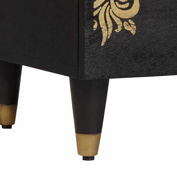 Nachttisch 2er Set, Mango Massivholz, Schwarz