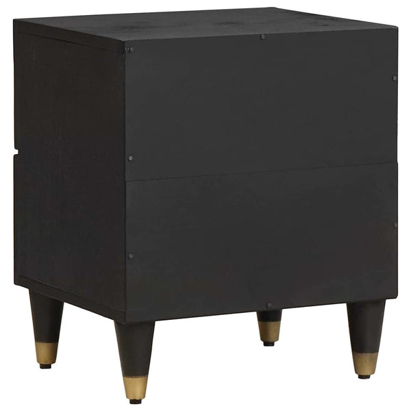 Nachttisch 2er Set, Mango Massivholz, Schwarz