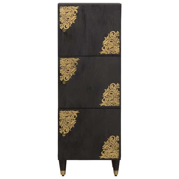 vidaXL Highboard with Shelf Black 40 x 33 x 110 cm Solid Mango Wood