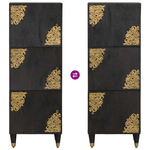vidaXL Highboard with Shelf Black 40 x 33 x 110 cm Solid Mango Wood