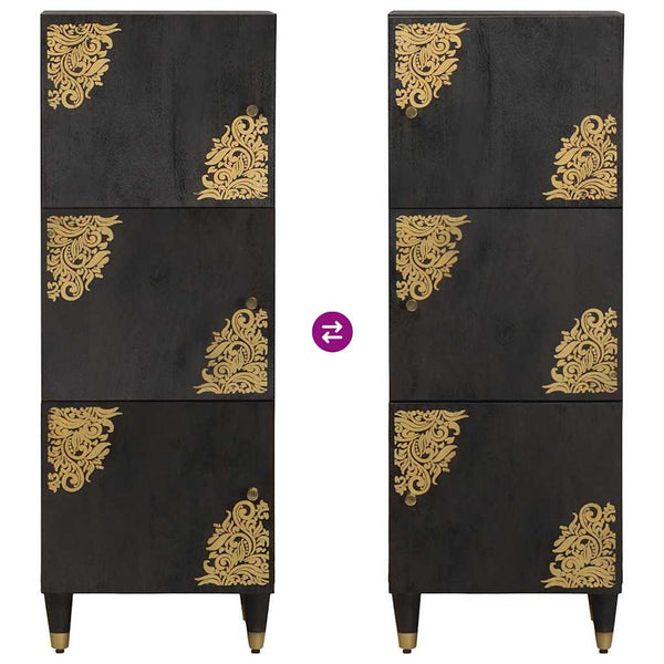 vidaXL Highboard with Shelf Black 40 x 33 x 110 cm Solid Mango Wood