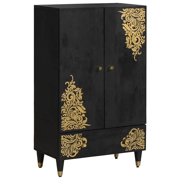 vidaXL Highboard with Shelf Black 60 x 33 x 100 cm Solid Mango Wood