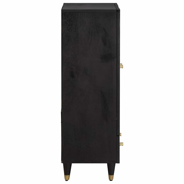 vidaXL Highboard with Shelf Black 60 x 33 x 100 cm Solid Mango Wood