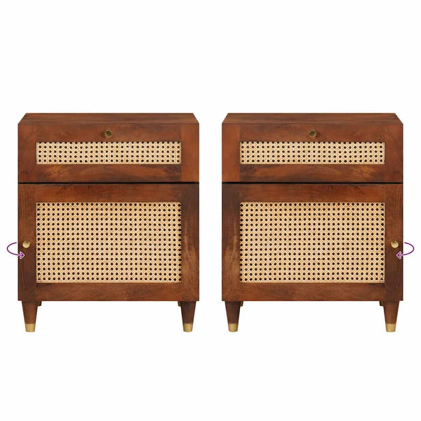 vidaXL Nightstands with Drawers 50 x 33 x 60 cm Solid Mango Wood