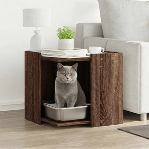 vidaXL Cat Litter Box Oak Effect 53x53x51 cm Engineered Wood