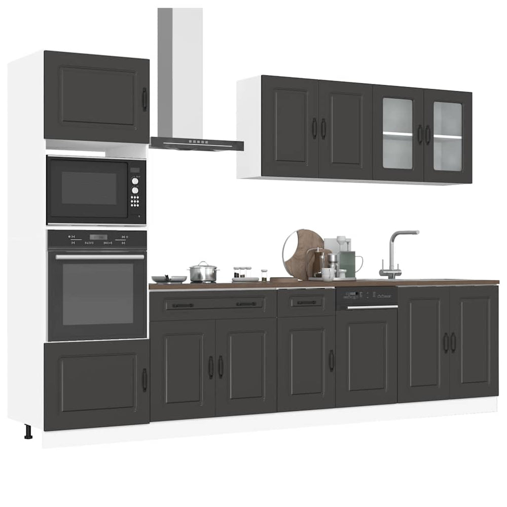 vidaXL 7-Piece Kitchen Cabinet Set Kalmar Black Engineered Wood