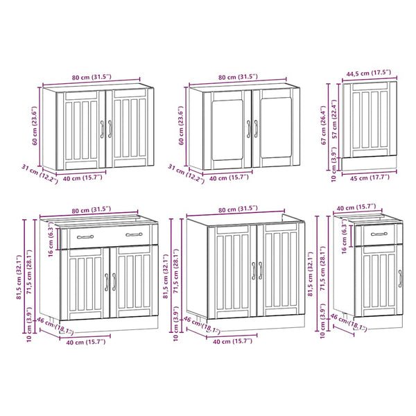 vidaXL 7-Piece Kitchen Cabinet Set Lucca Sonoma Oak Engineered Wood