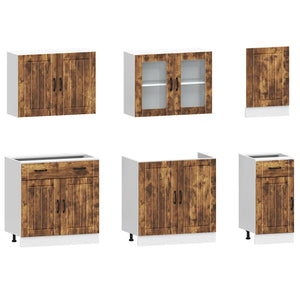 vidaXL 7-Piece Kitchen Cabinet Set Lucca Smoked Oak Engineered Wood