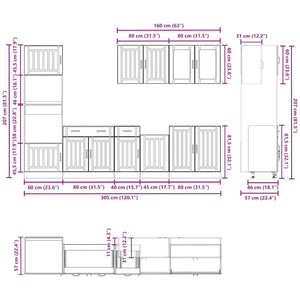 vidaXL 7-Piece Kitchen Cabinet Set Lucca Smoked Oak Engineered Wood