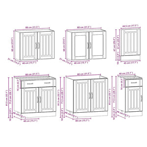 vidaXL 7-Piece Kitchen Cabinet Set Lucca Smoked Oak Engineered Wood