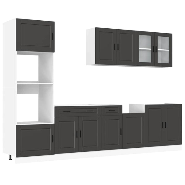 vidaXL 7-Piece Kitchen Cabinet Set Porto Black Engineered Wood