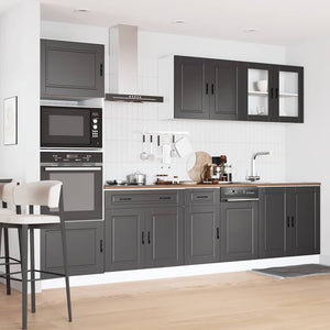 vidaXL 7-Piece Kitchen Cabinet Set Porto Black Engineered Wood