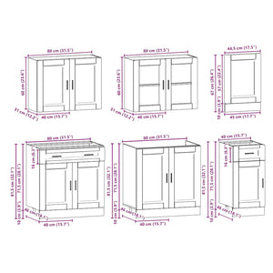vidaXL 7-Piece Kitchen Cabinet Set Porto Black Engineered Wood