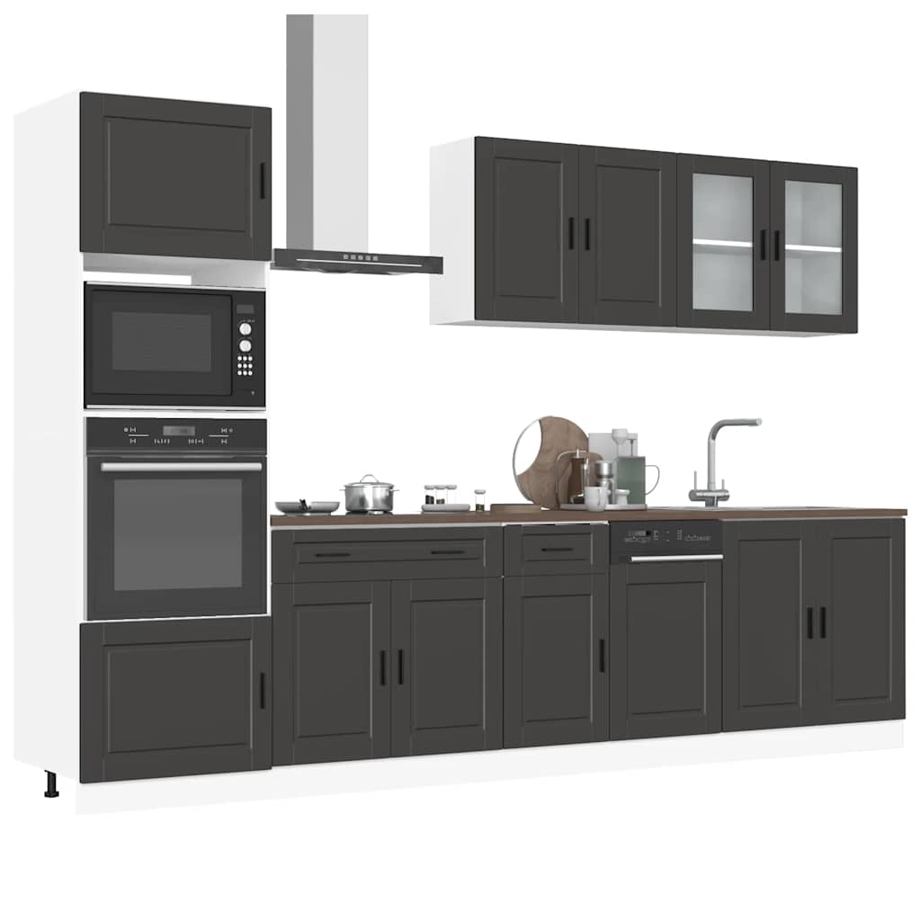 vidaXL 7-Piece Kitchen Cabinet Set Porto Black Engineered Wood