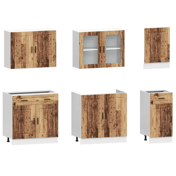 vidaXL 7-Piece Kitchen Cabinet Set Porto Reclaimed Wood Look Engineered Wood