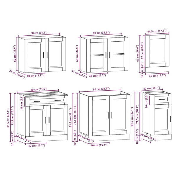 vidaXL 7-Piece Kitchen Cabinet Set Porto Reclaimed Wood Look Engineered Wood