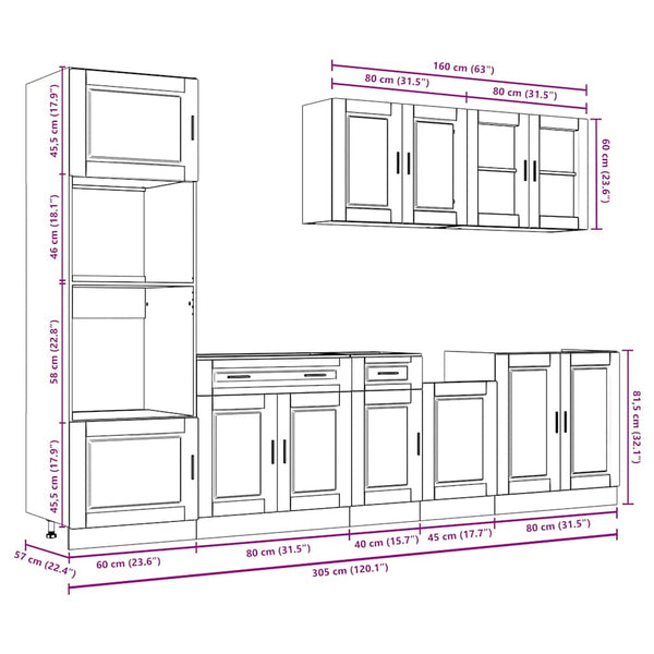 vidaXL 7-Piece Kitchen Cabinet Set Porto Reclaimed Wood Look Engineered Wood