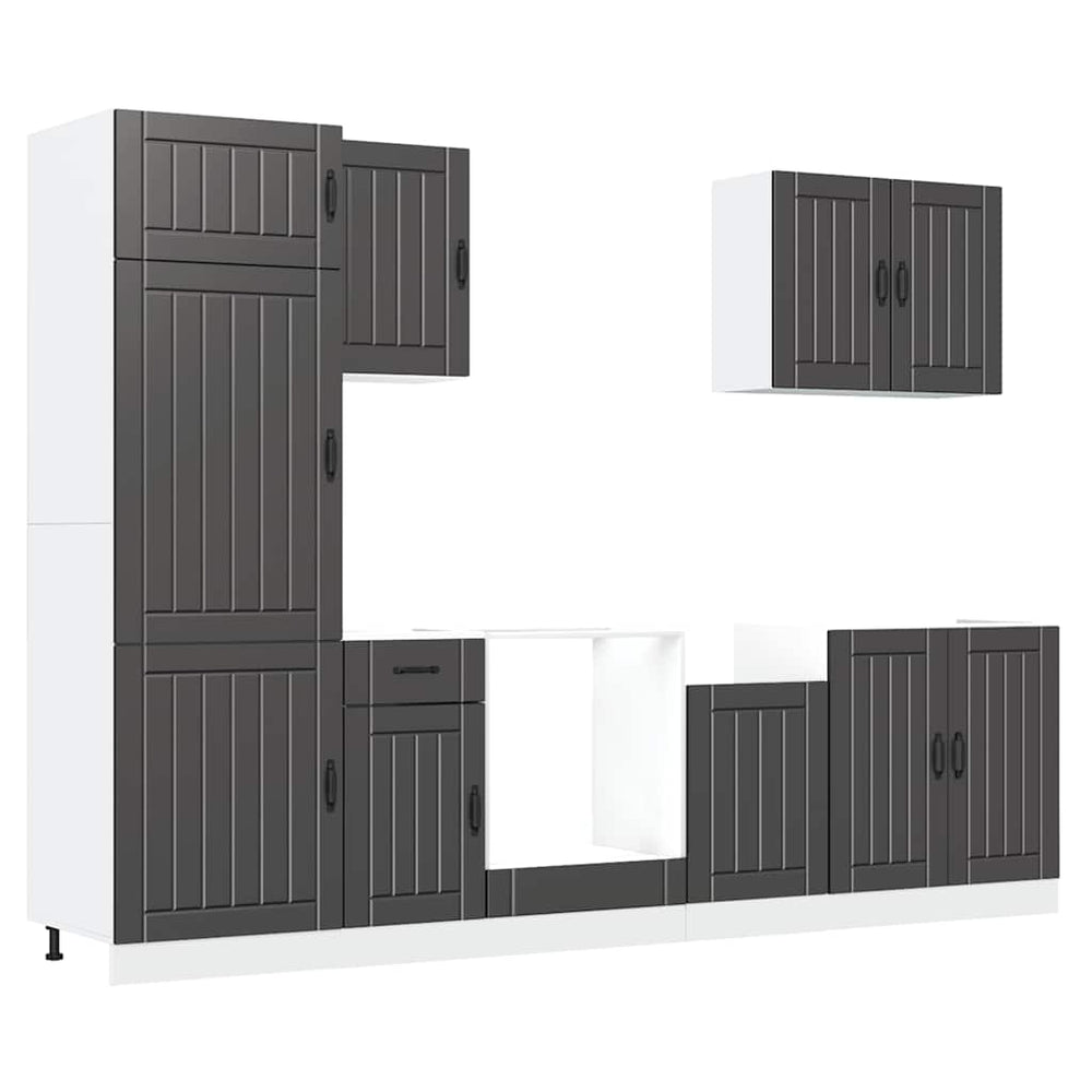 vidaXL 7-Piece Kitchen Cabinet Set Lucca Black Engineered Wood
