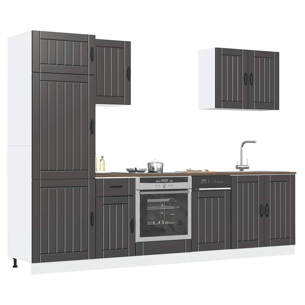 vidaXL 7-Piece Kitchen Cabinet Set Lucca Black Engineered Wood