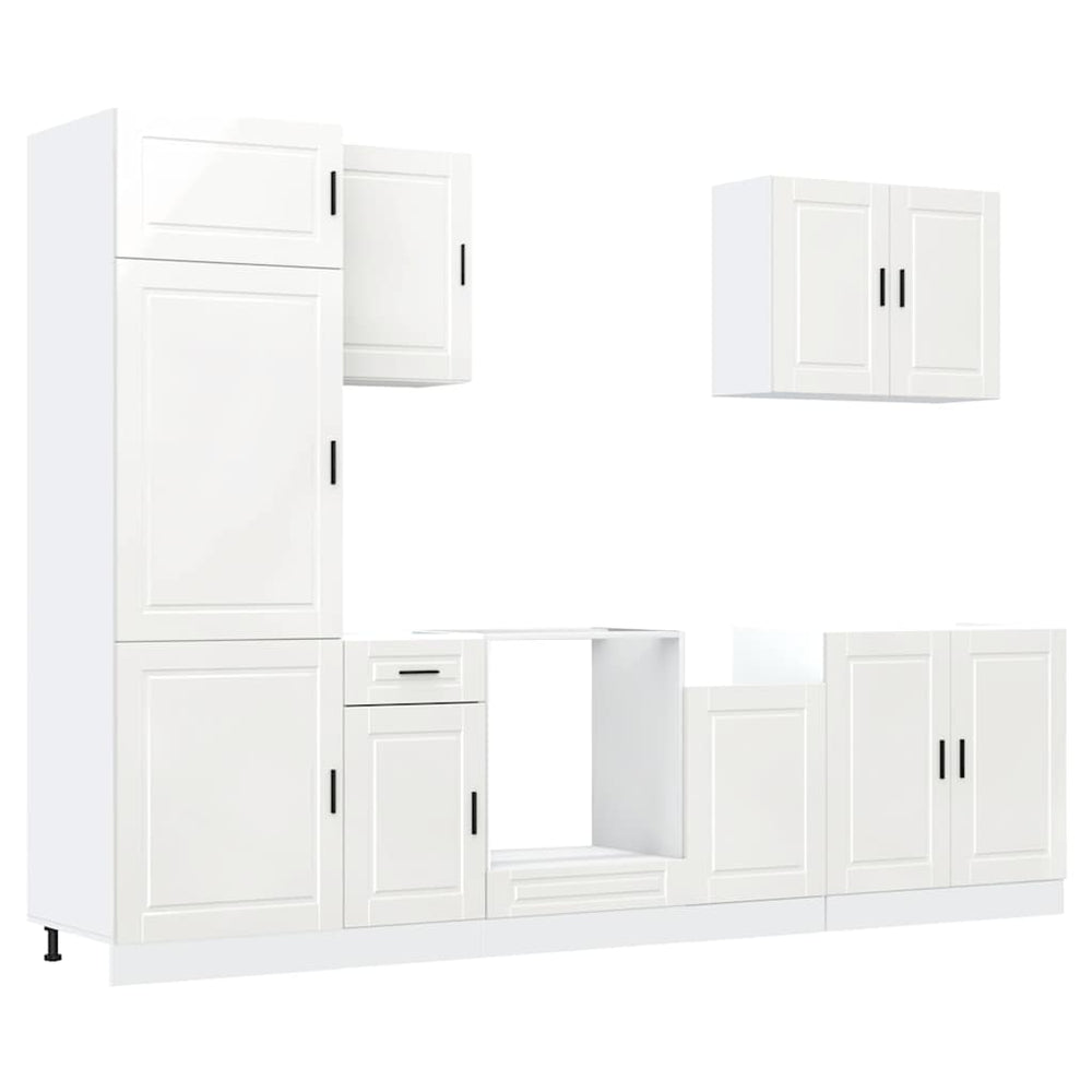 vidaXL 7-Piece Kitchen Cabinet Set Porto High Gloss White Engineered Wood