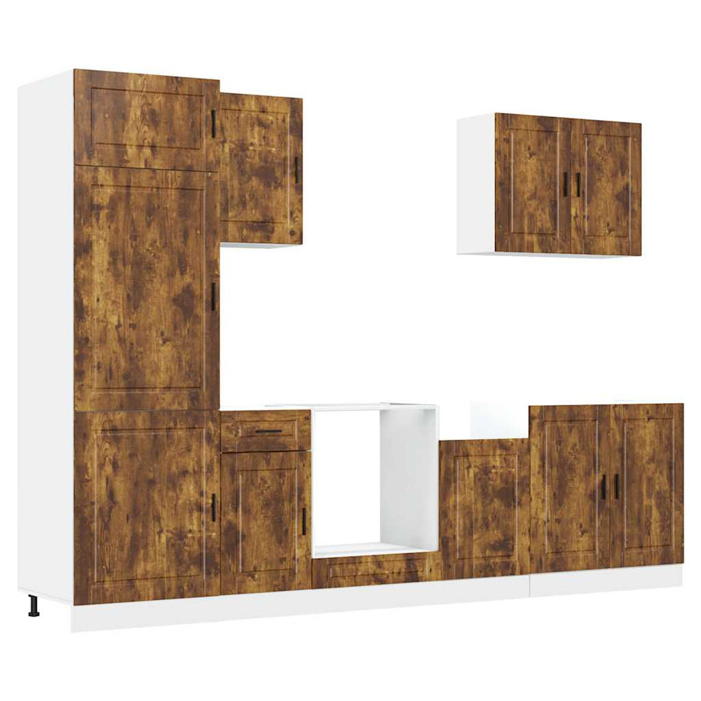 vidaXL 7-Piece Kitchen Cabinet Set Porto Smoked Oak Engineered Wood