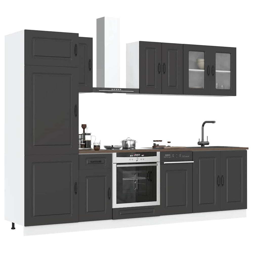 vidaXL 8-Piece Kitchen Cabinet Set Kalmar Black Engineered Wood