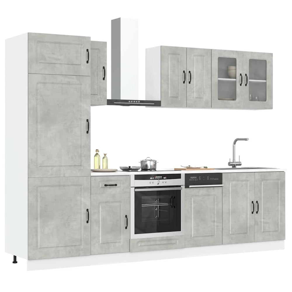 vidaXL 8-Piece Kalmar Kitchen Cabinet Set Concrete Grey Engineered Wood