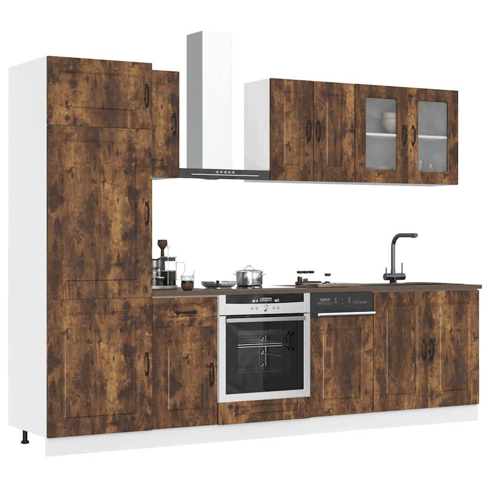 vidaXL 8-Piece Kitchen Cabinet Set Kalmar Smoked Oak Engineered Wood