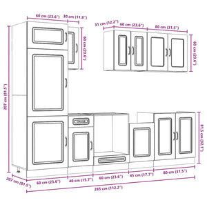 vidaXL 8-piece Kitchen Cabinet Set Kalmar Gray Sonoma Engineered Wood
