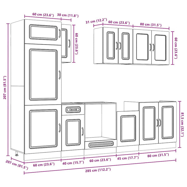 vidaXL 8-piece Kitchen Cabinet Set Kalmar Gray Sonoma Engineered Wood
