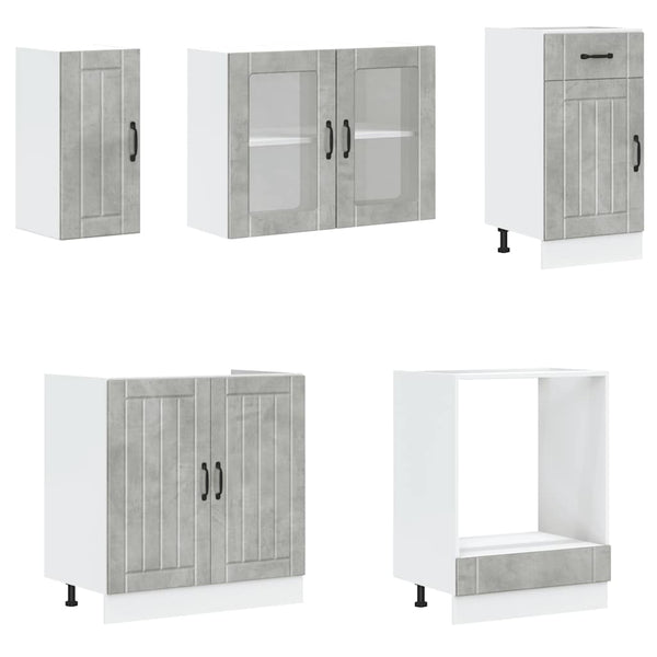 vidaXL 8-piece Kitchen Cabinet Set Lucca Concrete Grey Engineered Wood