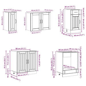vidaXL 8-piece Kitchen Cabinet Set Lucca Concrete Grey Engineered Wood