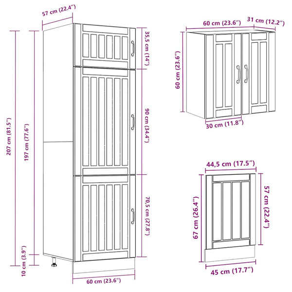 vidaXL 8-piece Kitchen Cabinet Set Lucca Concrete Grey Engineered Wood