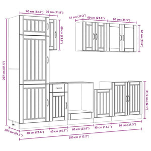 vidaXL 8-piece Kitchen Cabinet Set Lucca Concrete Grey Engineered Wood