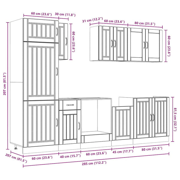 vidaXL 8-piece Kitchen Cabinet Set Lucca Concrete Grey Engineered Wood