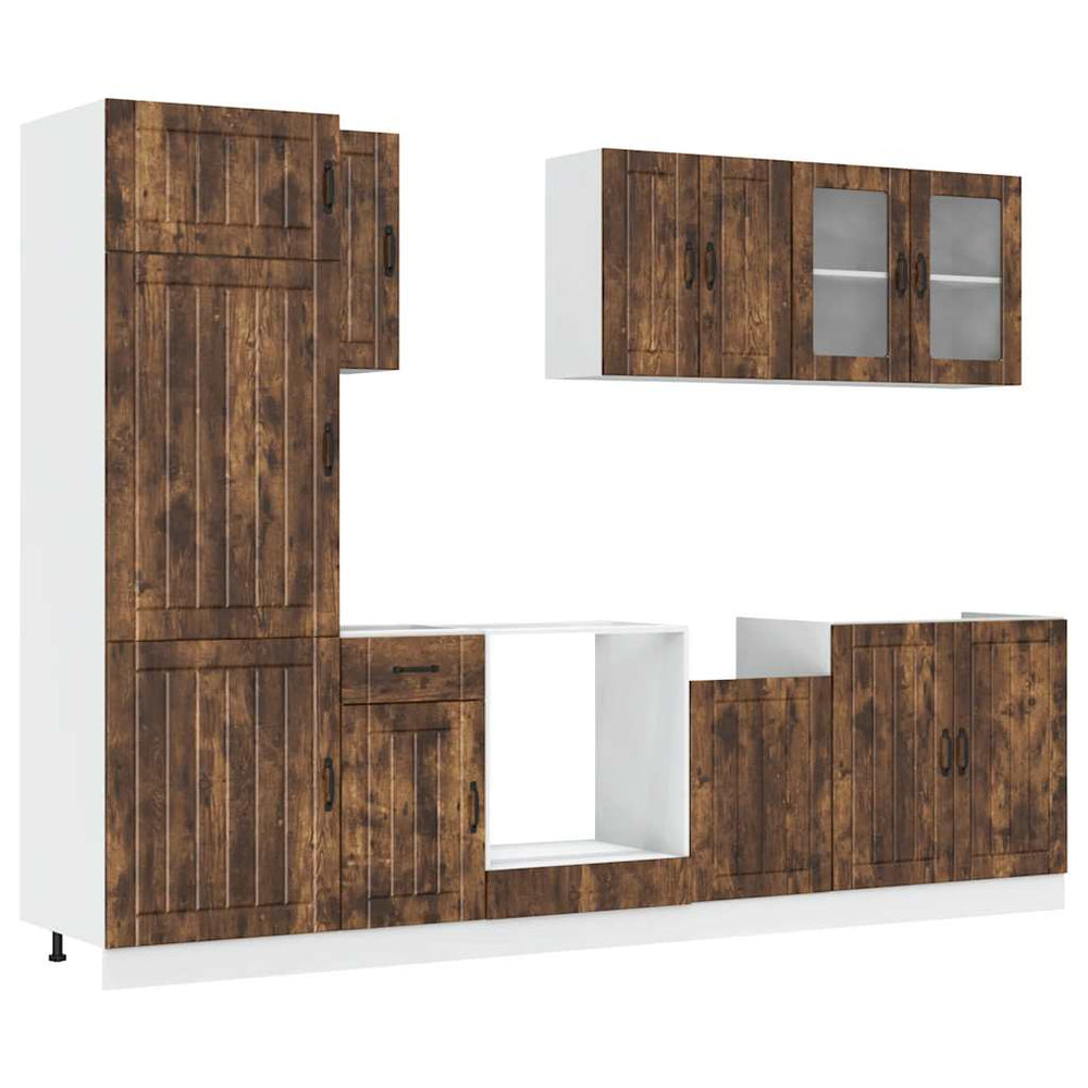 vidaXL 8-piece Kitchen Cabinet Set Lucca Smoked Oak Engineered Wood
