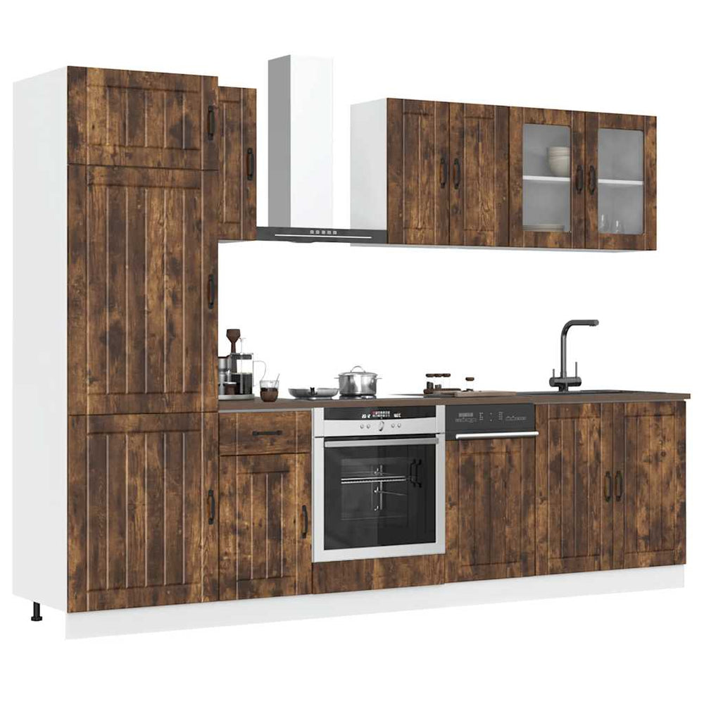 vidaXL 8-piece Kitchen Cabinet Set Lucca Smoked Oak Engineered Wood